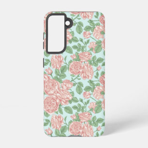 Roze Roos Garden Bouquet Patroon Samsung Galaxy Hoesje