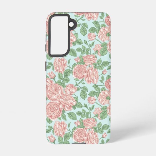 Roze Roos Garden Bouquet Patroon Samsung Galaxy Hoesje (Achterkant)