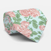 Roze Roos Garden Bouquet Patroon Stropdas (Opgerold)