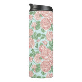 Roze Roos Garden Bouquet Patroon Thermosbeker (Geroteerd rechts)