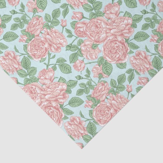 Roze Roos Garden Bouquet Patroon Tissuepapier (Detail)