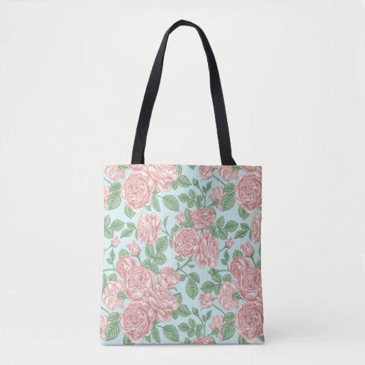 Roze Roos Garden Bouquet Patroon Tote Bag (Voorkant)