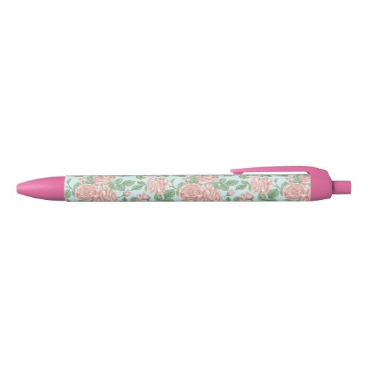 Roze Roos Garden Bouquet Patroon Zwarte Inkt Pen (Bovenkant)