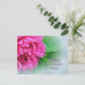 roze roos gelukkig valentijnsdag feestdagenkaart (Staand voorkant)