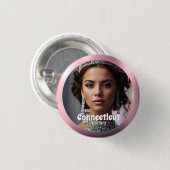 Roze Roos Glans Wedstrijd Knop Speld Aangepaste Fo Ronde Button 3,2 Cm (Voorkant /achterkant)