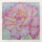 Roze Roos Glazen Onderzetter (Voorkant)