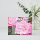 Roze roos glimlach briefkaart (Staand voorkant)