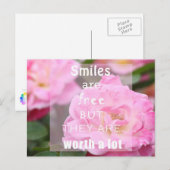 Roze roos glimlach briefkaart (Voorkant / Achterkant)