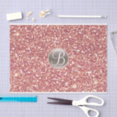 Roze Roos Glitter Glamour Monogram Initiaal Tissuepapier (Craft)