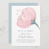 Roze Roos Glitter Het Is Een Meisje Baby Shower (Voorkant / Achterkant)