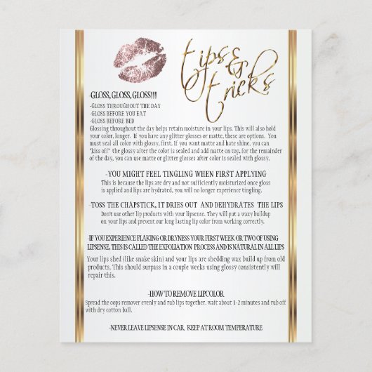 Roze Roos Glitter Lip Instructies Flyer (Achterkant)