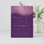 Roze Roos Glitter Paars Violet Formele Uitnodiging (Staand voorkant)
