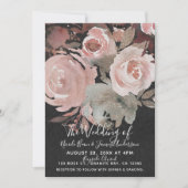 Roze Roos Glitter Rozen Donker Bloem Glam Bruiloft Kaart (Voorkant)