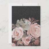 Roze Roos Glitter Rozen Donker Bloem Glam Bruiloft Kaart (Achterkant)