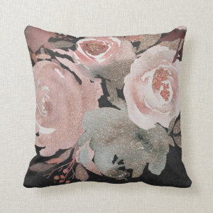 Roze Roos Glitter Rozen Donker Bloem Glam Elegant Kussen