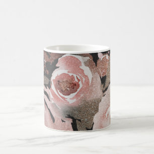 Roze Roos Glitterrozen Donkere Bloemrijke Glam Ele Koffiemok