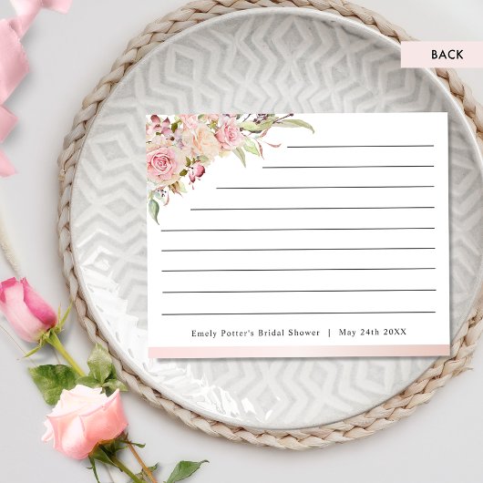 Roze, Roos Gold Floral Vrijgezellenfeest Recipcard