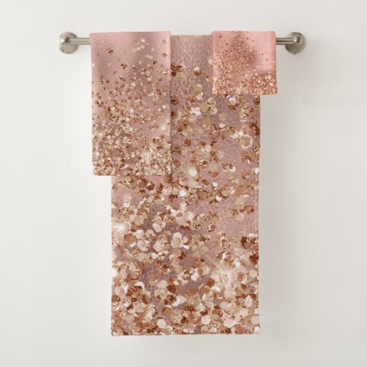 Roze Roos Gold Glitter Chic Sparkle Bad Handdoek (Insitu)
