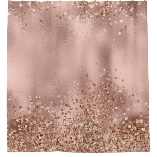 Roze Roos Gold Glitter Chic Sparkle Douchegordijn (Voorkant)