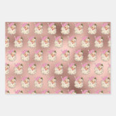  Roze Roos Gold Glitter Folie Kijk uit Inpakpapier Vel (Voorkant 2)