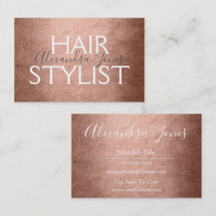 Roze & Roos Gold Metal Hair Stylist Visitekaartje