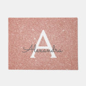 Roze - Roos Gold Sparkle Glitter Monogram Naam Deurmat (Voorkant)