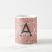 Roze - Roos Gold Sparkle Glitter Monogram Naam Koffiemok (Center)