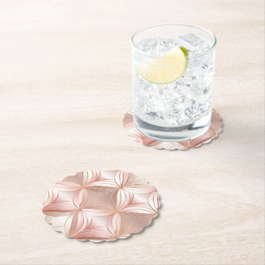 Roze Roos Goud Abstract Meisjesachtig Kartonnen Onderzetters (Insitu)