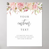 Roze, Roos Goud Bloemen Aangepaste Tekst Trouwteke Poster (Voorkant)