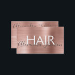 Roze & Roos Goud Geborsteld Metaal Folie Haarsalon Visitekaartje<br><div class="desc">Roze & Roos Gold Faux Brushed Metal Hair Salon of Stylist Minimalistisch Visitekaartje. Pink & Roos Gold Brushed Metal Folie Hair Salon Visitekaartje is ideaal voor een eenvoudige visitekaartjes.</div>