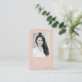 Roze Roos & Goud Geometrische Fotolay-out & Monogr Visitekaartje (Staand voorkant)