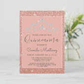 Roze - Roos Gouden Glitter en Sparkle Quinceanera Kaart (Staand voorkant)