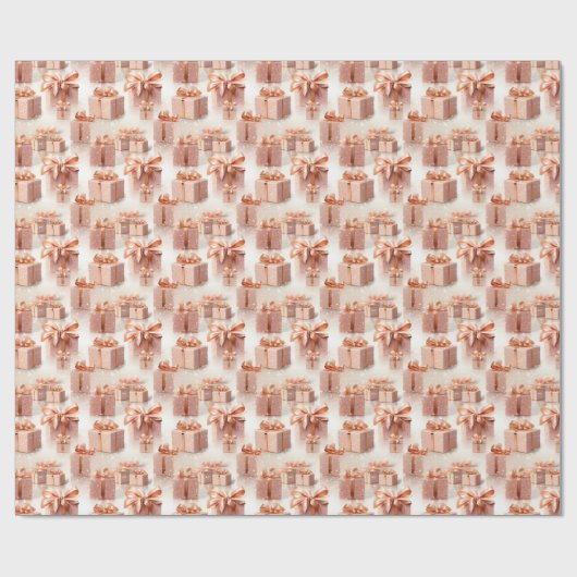 Roze & Roos gouden kerstcadeau grillig feestelijk Cadeaupapier (Vlak)