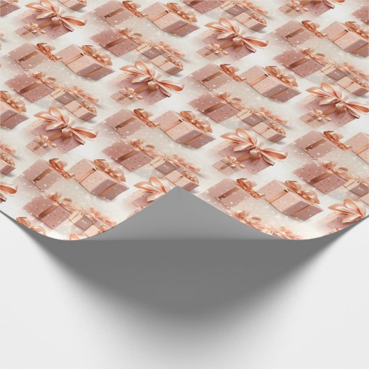 Roze & Roos gouden kerstcadeau grillig feestelijk Cadeaupapier (Hoek)