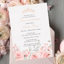 Roze Roos Gouden Tiara Quinceanera