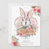 Roze roos goudmakreel op eierjacht kaart (Voorkant)