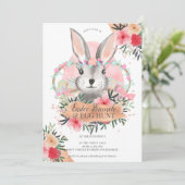 Roze roos goudmakreel op eierjacht kaart (Staand voorkant)