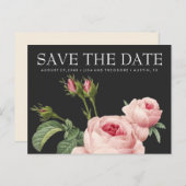 Roze  roos Grijze BRUILOFT bewaar de datum Aankondigingskaart (Voorkant / Achterkant)