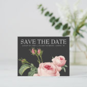Roze  roos Grijze BRUILOFT bewaar de datum Aankondigingskaart (Staand voorkant)