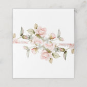 Roze Roos & Groen Bruiloft Plaatskaartje (Buitenkant ongevouwen)