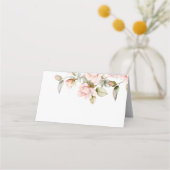 Roze Roos & Groen Bruiloft Plaatskaartje (Achterkant)