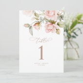 Roze Roos & Groen Bruiloft Tafelnummers (Staand voorkant)
