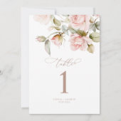 Roze Roos & Groen Bruiloft Tafelnummers (Achterkant)