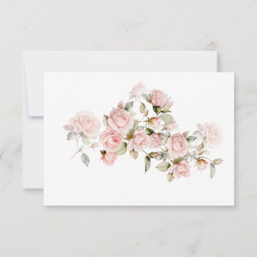 Roze Roos & Groen Laat Bruiloft Reactie Kaart (Achterkant)