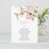 Roze Roos & Groen Tafel Nummer 4 Zitkaarten Kaart (Staand voorkant)