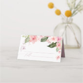 Roze Roos & Groene Bruiloft Plaatskaartje (Voorkant)