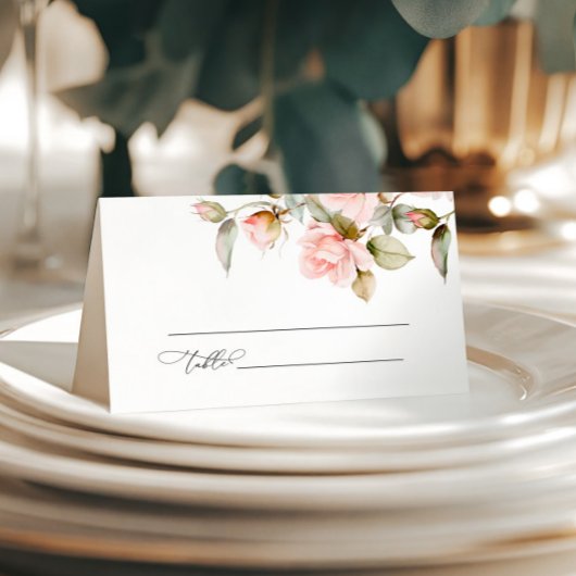 Roze Roos & Groene Bruiloft Plaatskaartje