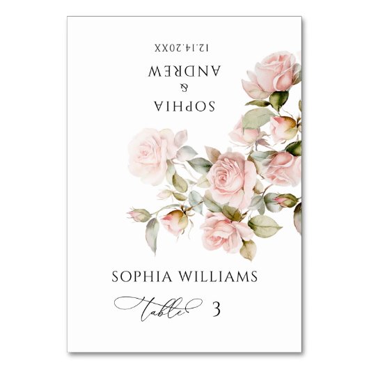 Roze Roos & Groene Trouwplaatskaart Kaart (Voorkant)