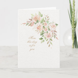 Roze Roos Halvemaan Moederdag Wenskaart Kaart