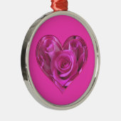 Roze Roos Hart Metalen Ornament (Rechts)